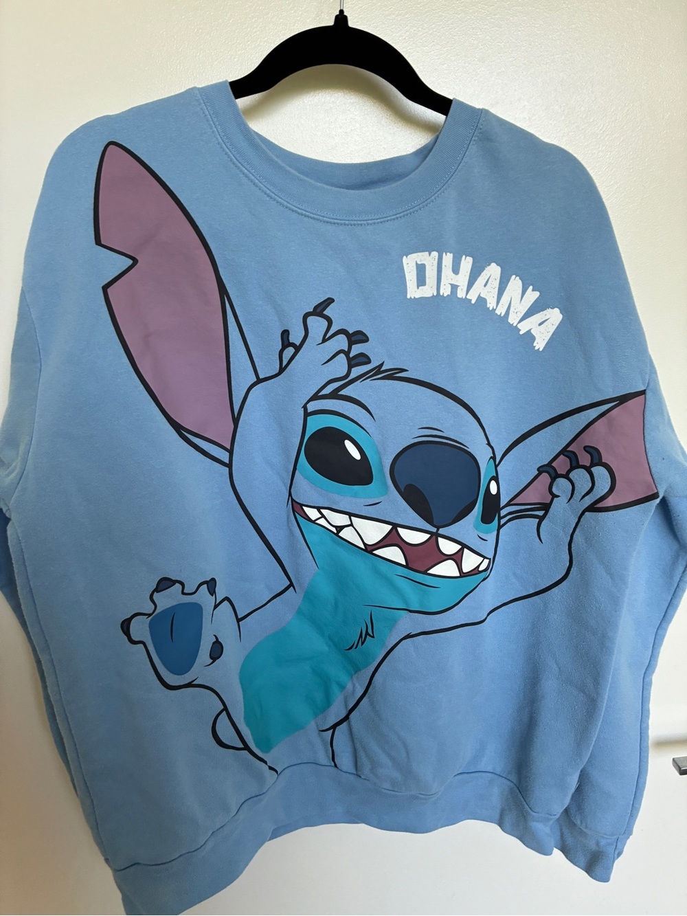 Disney Light Blue Kids Sweatshirt with Stitch Ohana Graphic